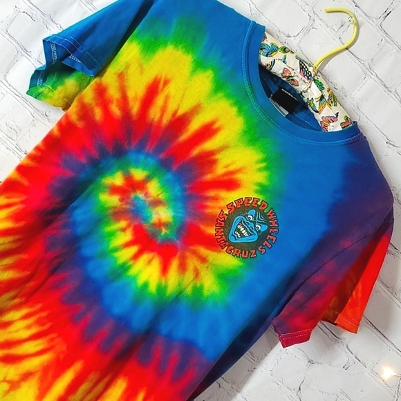 Y2K Santa Cruz Skateboards Speed Wheels Screaming Hand Vibrant Tie-Dye Mens Sm - Picture 9 of 16